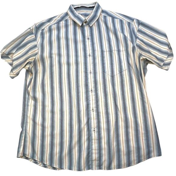 Kühl Shirt Men's White Stripe Button Down Short Sleeve Shirt Size Extra Large - Picture 10 of 14